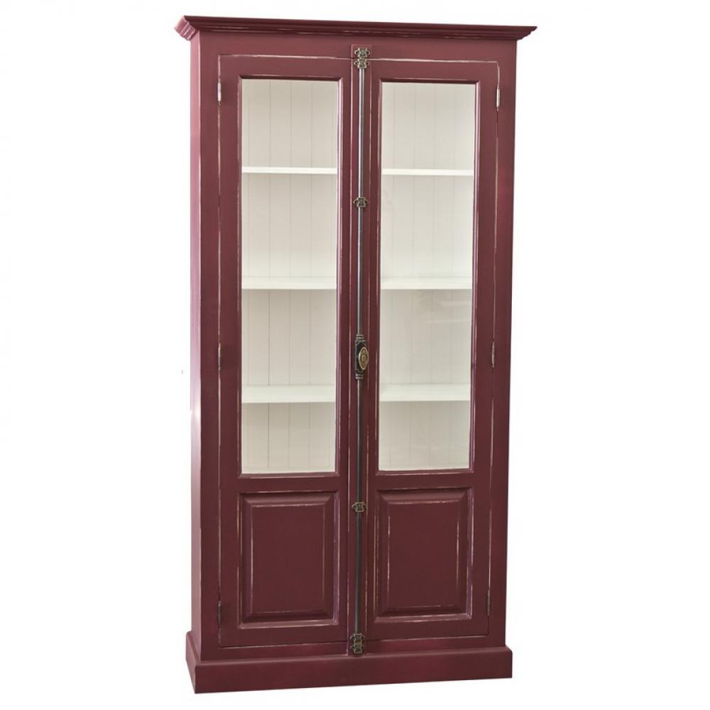 vintage styl cervena osuchana vitriny skrina skrinka policka knizna skrina jedinecny farebny obyvacky nabytok country boho masivny drevo lameridiana zariadenie.jpg